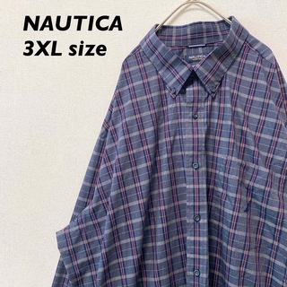 ノーティカ(NAUTICA)のノーティカ　長袖シャツ　ボタンダウン　チェック　刺繍ロゴ　男女兼用　3XLサイズ(シャツ)