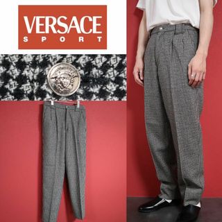 【スペシャル】VERSACE カシミヤ混 メデューサ 銀ボタン ワイドスラックス(スラックス)