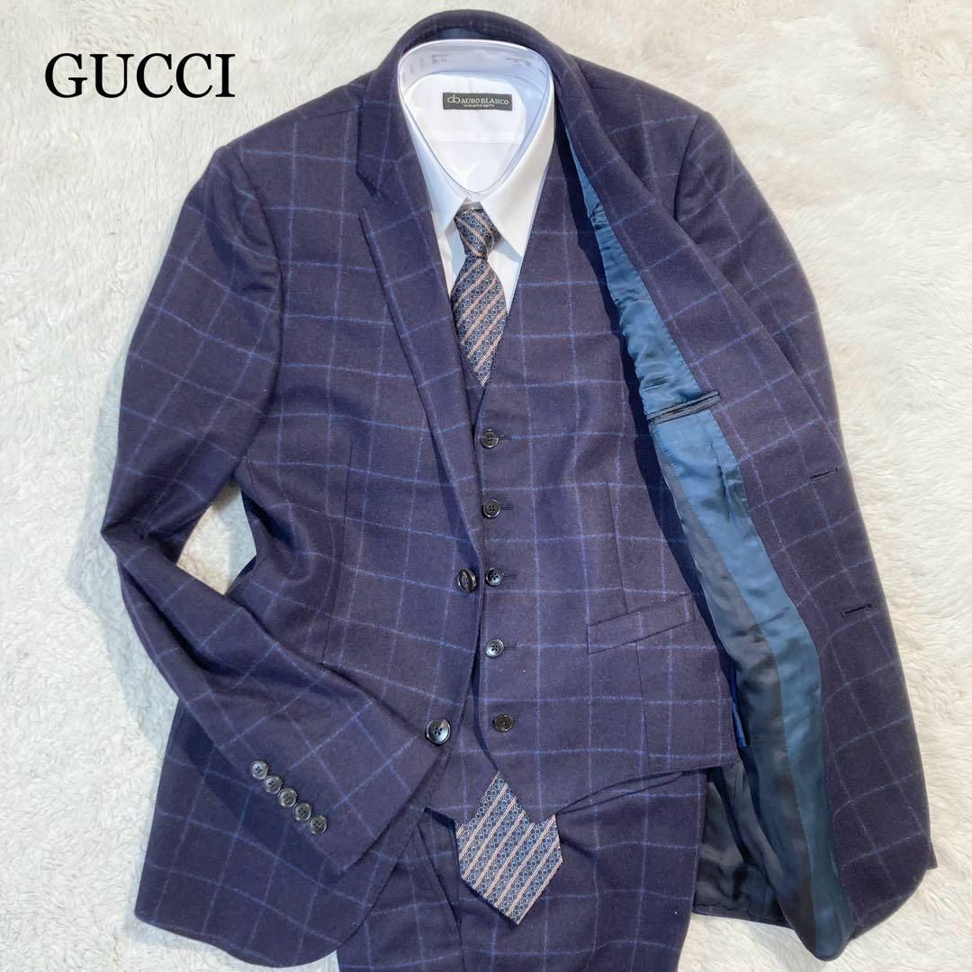 Gucci(グッチ)の【未使用級☆現行モデル】GUCCI グッチ スリーピース ブロックチェック M メンズのスーツ(セットアップ)の商品写真