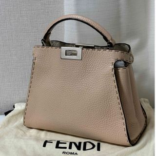 FENDI ピーカブー ハンドバッグ ミニ パイソン グレージュ系 A5438