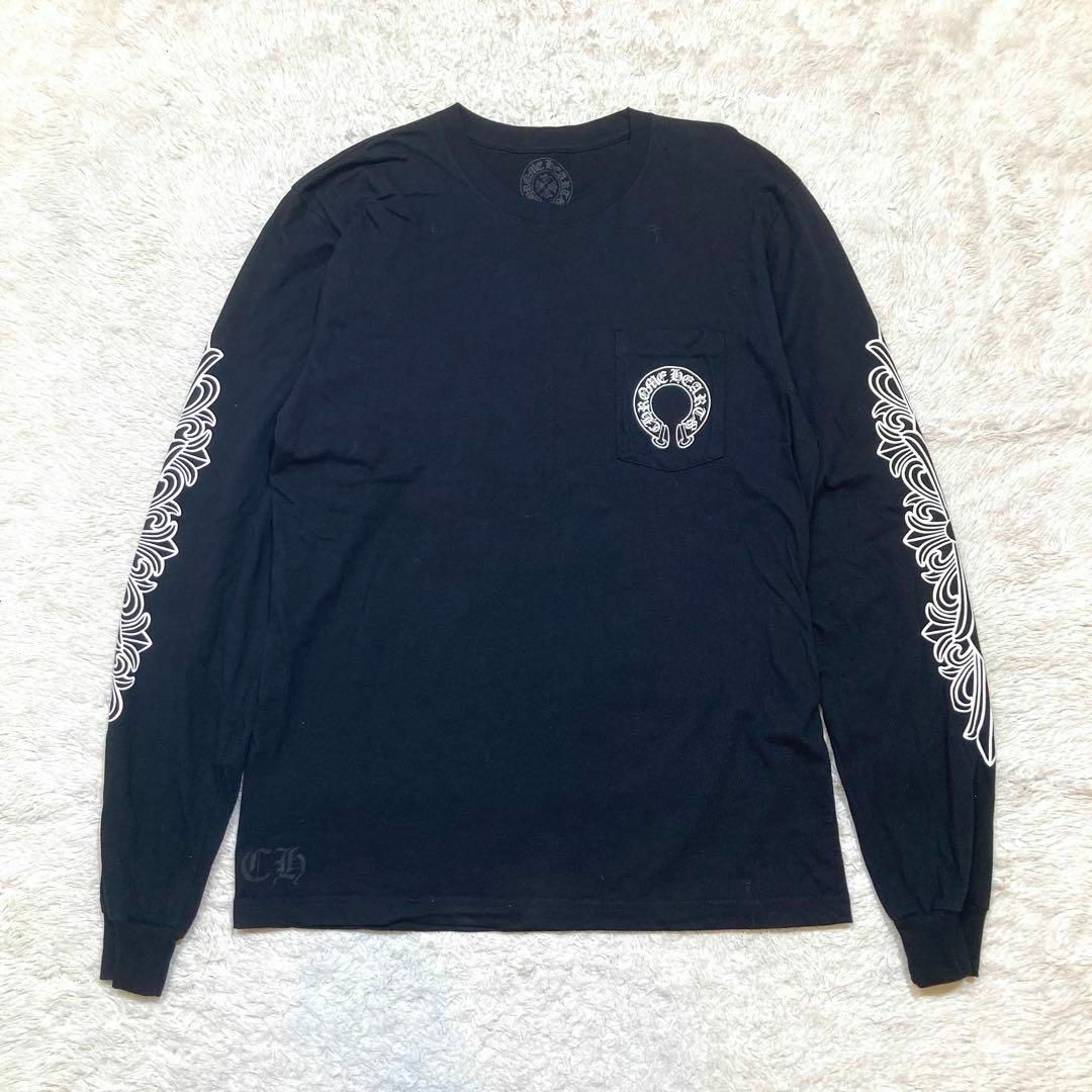 Chrome Hearts(クロムハーツ)の【極美品☆超希少】クロムハーツ ホースシュー 袖フローラルロゴ ロンT XL メンズのトップス(Tシャツ/カットソー(七分/長袖))の商品写真