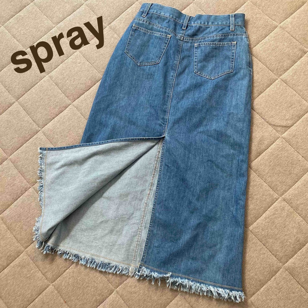 SpRay(スプレイ)の新品同様　spray フリンジデニムロングスカート レディースのスカート(ロングスカート)の商品写真