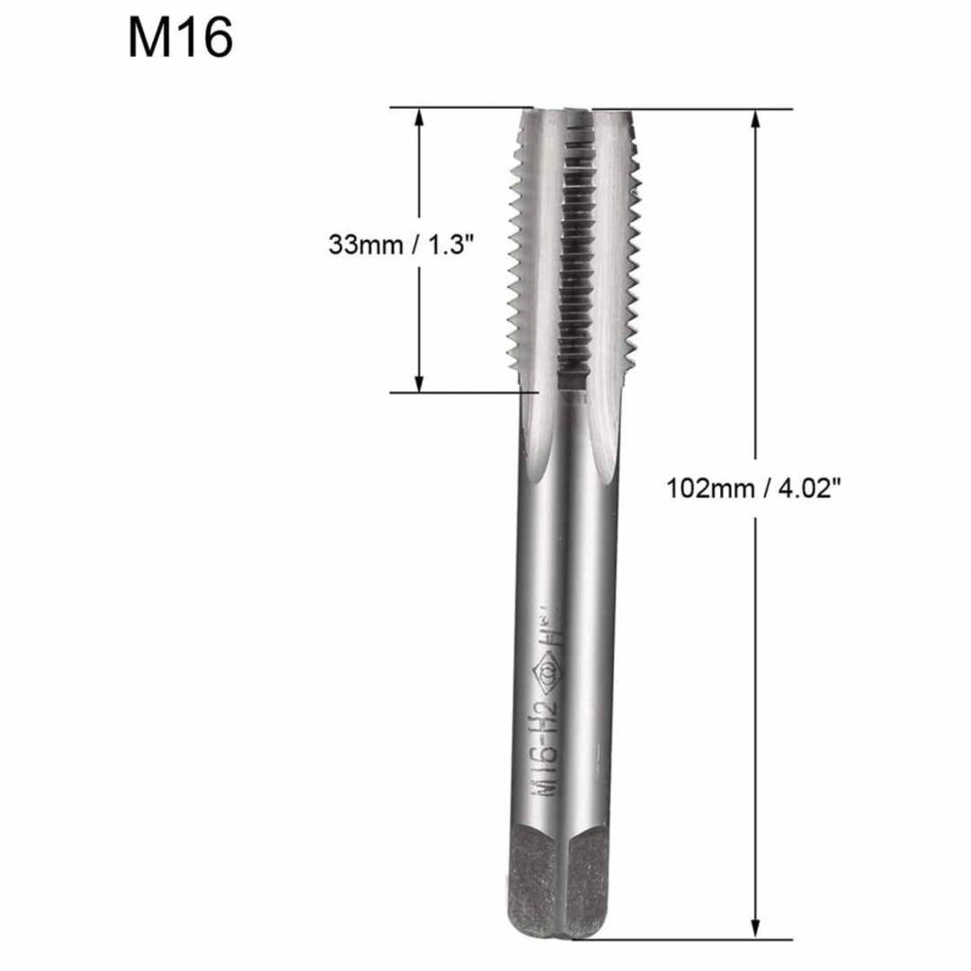 メトリックタップ ハイスピードスチール M16ピッチ 右ねじプラグタップ スポーツ/アウトドアの自転車(工具/メンテナンス)の商品写真