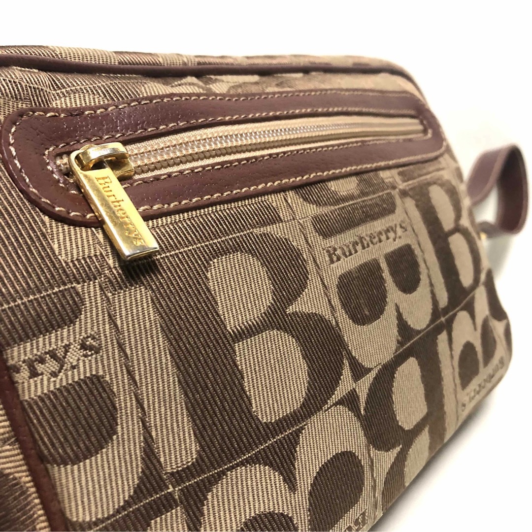 BURBERRY(バーバリー)のBURBERRY バーバリー 【B】ロゴ キャンパス/レザー クラッチバッグ レディースのバッグ(クラッチバッグ)の商品写真