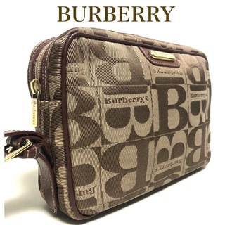 BURBERRY バーバリー 【B】ロゴ キャンパス/レザー クラッチバッグ