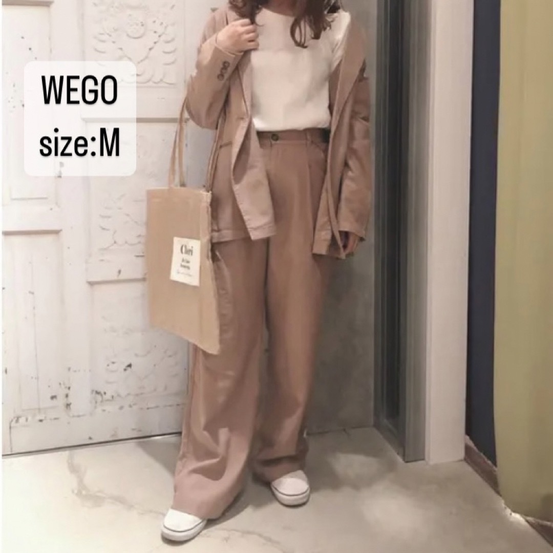 WEGO(ウィゴー)のWEGO   リネンブレンドタックストレートパンツ　ブラウン　リネン　M レディースのパンツ(カジュアルパンツ)の商品写真