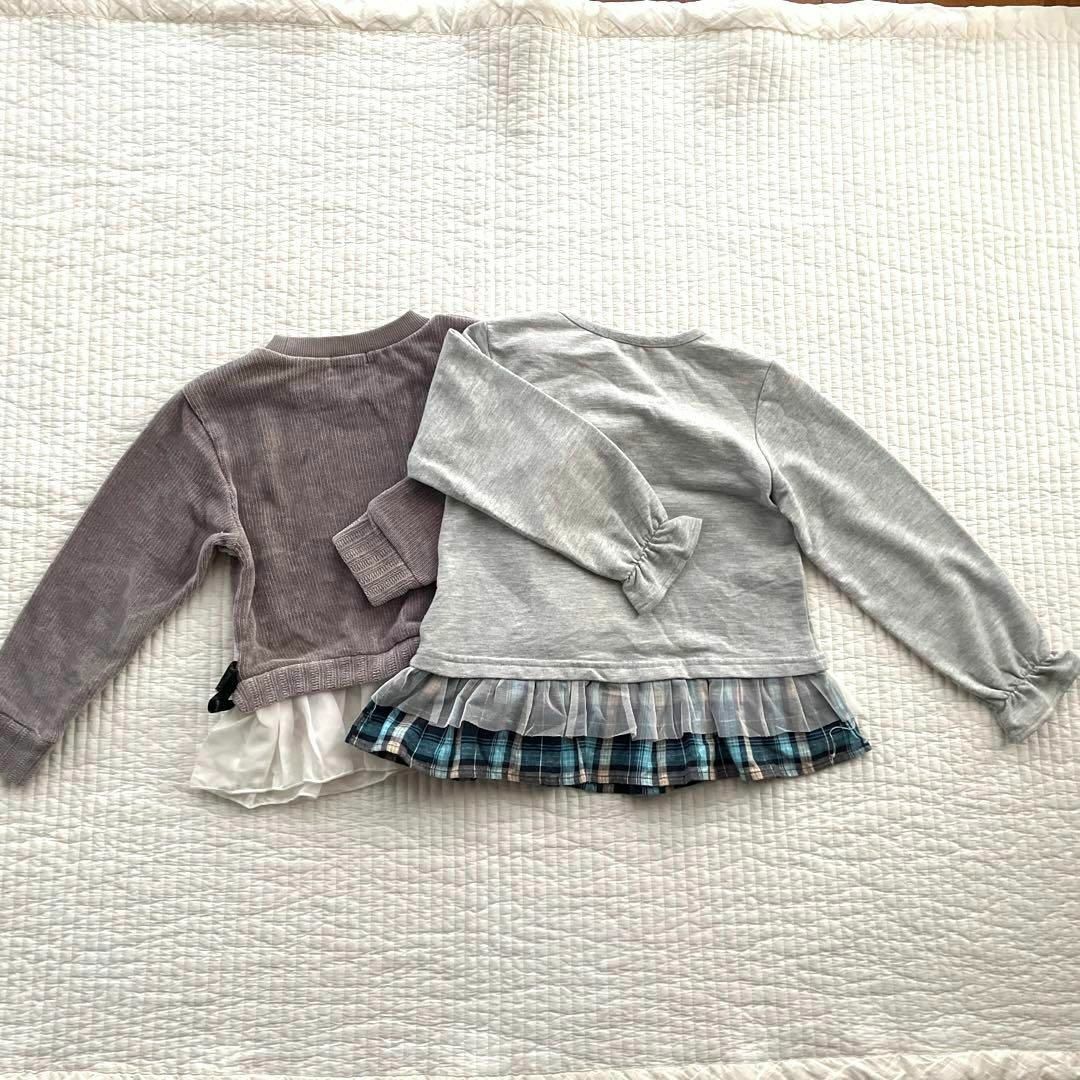 120cm☆女の子裾フリルトレーナー2点セット キッズ/ベビー/マタニティのキッズ服女の子用(90cm~)(Tシャツ/カットソー)の商品写真