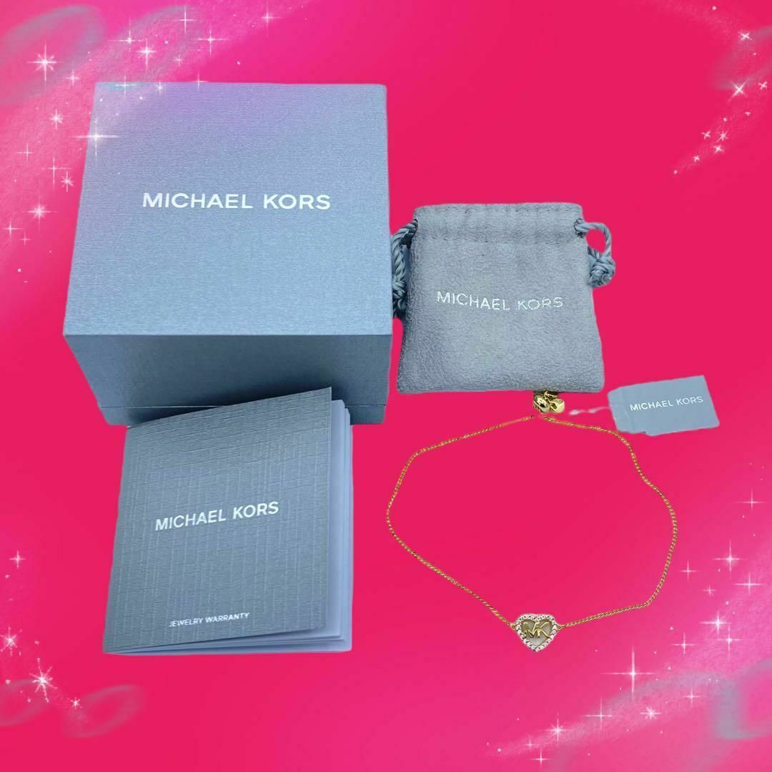 Michael Kors(マイケルコース)の《超美品》　 マイケルコース　ロゴ　ハート　ラインストーン　ブレスレット レディースのアクセサリー(ブレスレット/バングル)の商品写真