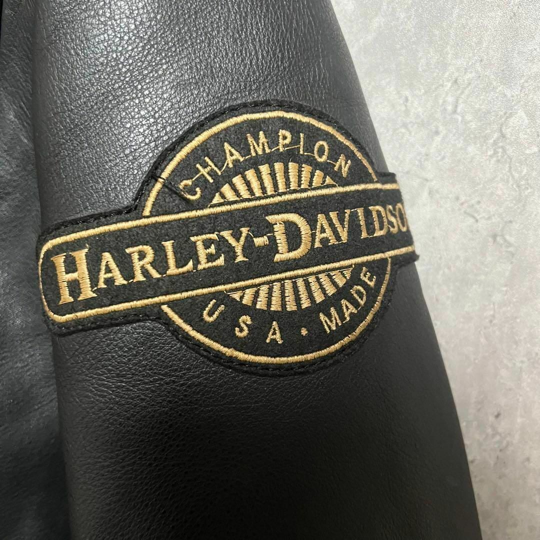 Harley Davidson(ハーレーダビッドソン)のHarley-Davidson ハーレーダビッドソン レザージャケット ピン付き メンズのジャケット/アウター(レザージャケット)の商品写真