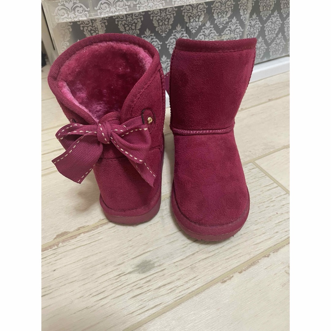 女の子　ブーツ　18cm 19cm  ピンク リボン ムートンブーツ キッズ/ベビー/マタニティのキッズ靴/シューズ(15cm~)(ブーツ)の商品写真