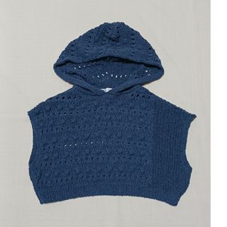 ザラ(ZARA)の新品未使用  ZARA  ネイビー コットン ニット ショート丈 プルオーバー(ベスト/ジレ)