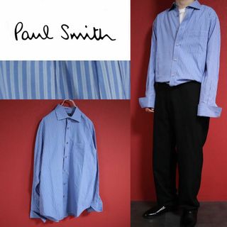 ポールスミスコレクション(Paul Smith COLLECTION)の【美品】Paul Smith COLLECTION ブルー ストライプ柄 シャツ(シャツ)