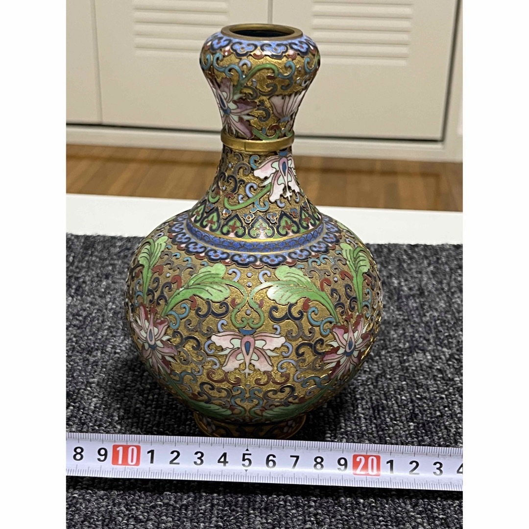 中国美術 景泰藍◇80年代 七宝焼き 壺 花瓶 ゴールドブルー骨董 中国美術 景泰藍◇80年代 七宝焼き 壺 花瓶 ゴールドブルー骨董