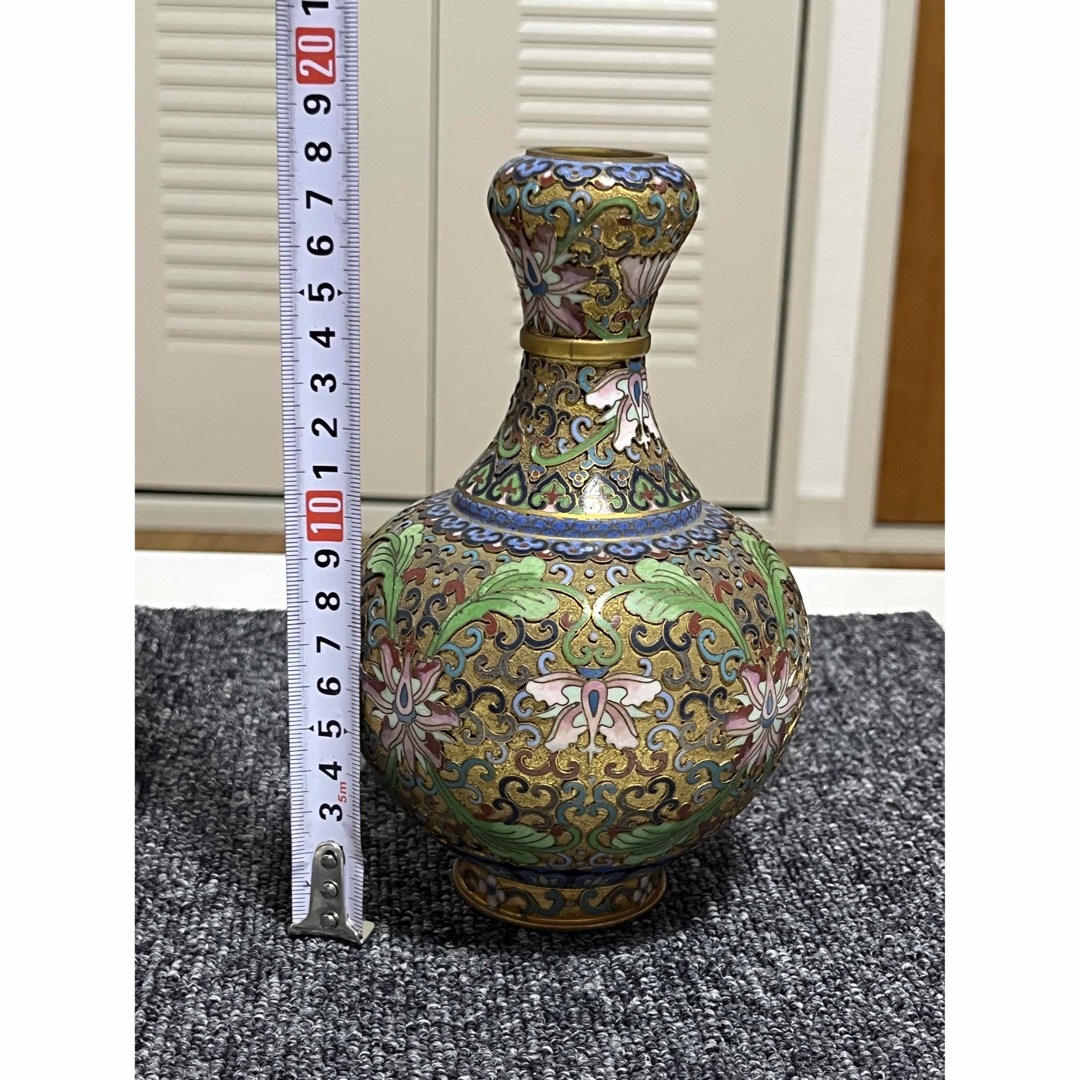 中国美術 景泰藍◇80年代 七宝焼き 壺 花瓶 ゴールドブルー骨董 中国美術 景泰藍◇80年代 七宝焼き 壺 花瓶 ゴールドブルー骨董
