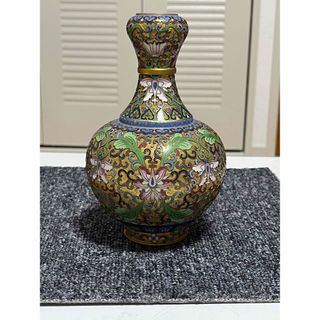 中国美術 景泰藍◇80年代 七宝焼き 壺 花瓶 ゴールドブルー骨董 中国美術 景泰藍◇80年代 七宝焼き 壺 花瓶 ゴールドブルー骨董