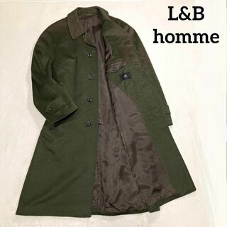 L&B homme　カシミヤ100%　ステンカラー　ロングコート　カーキ　緑(ステンカラーコート)