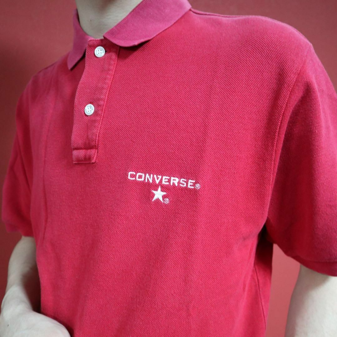 CONVERSE(コンバース)の【希少ヴィンテージ】CONVERSE ロゴ刺繍 ワンポイント レッド ポロシャツ メンズのトップス(ポロシャツ)の商品写真