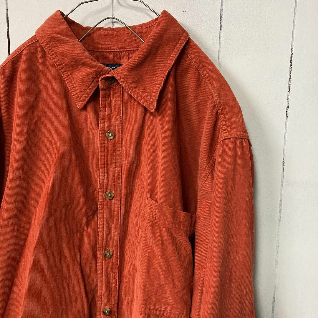 古着　90's コーデュロイシャツ　ビッグサイズ　オレンジ　CHEROKEE メンズのトップス(シャツ)の商品写真