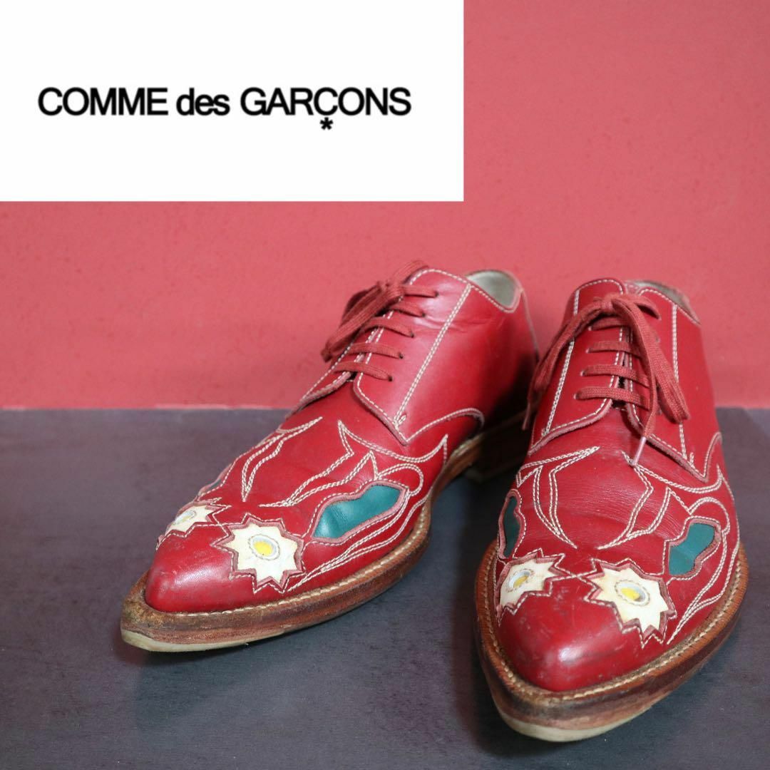 COMME des GARCONS(コムデギャルソン)の【スペシャル】COMME des GARCONS ステッチデザイン レッドブーツ レディースの靴/シューズ(ローファー/革靴)の商品写真