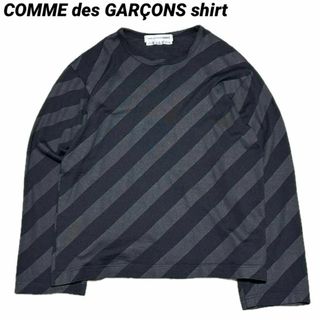 コムデギャルソンシャツ(COMME des GARCONS SHIRT)の2002AW コムデギャルソンシャツ ウールシャツ バイアス ブラック(Tシャツ/カットソー(七分/長袖))