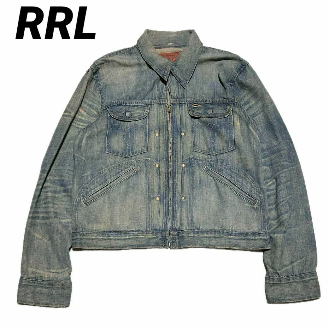 RRL(ダブルアールエル)のRRL デニムジャケット ダメージ加工 ジップアップ レディース 4 レディースのジャケット/アウター(Gジャン/デニムジャケット)の商品写真