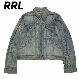 ダブルアールエル(RRL)のRRL デニムジャケット ダメージ加工 ジップアップ レディース 4(Gジャン/デニムジャケット)