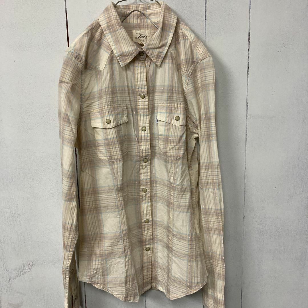 Levi's(リーバイス)のリーバイス　ウエスタンシャツ　チェックシャツ　白タブ　古着 レディースのトップス(シャツ/ブラウス(長袖/七分))の商品写真