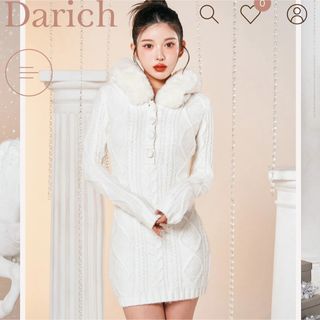 ダーリッチ(Darich)のDarich フードファーケーブルニットミニワンピース(ミニワンピース)