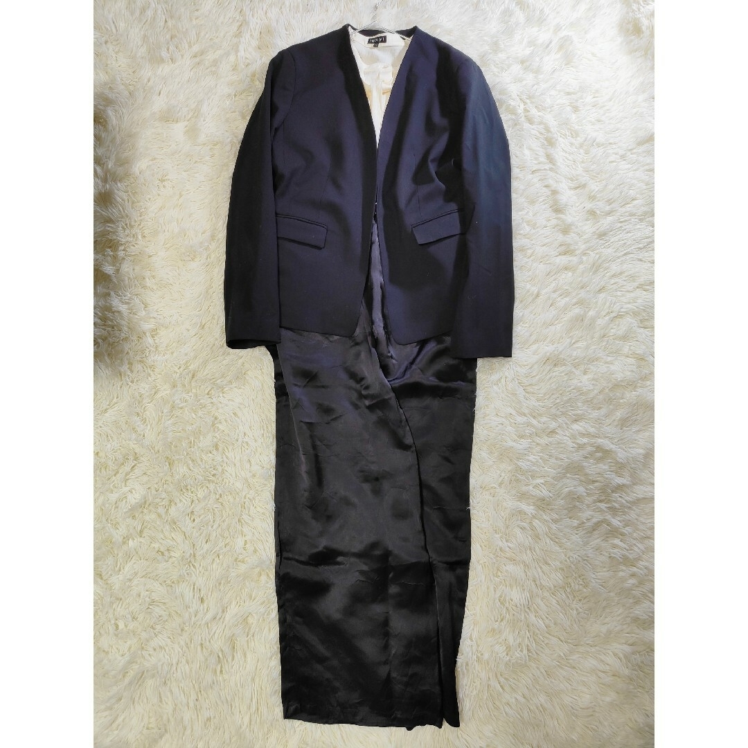 FRAMeWORK(フレームワーク)のGU フレームワーク ノーカラー 新品 ワンピーススーツ ブラック 大きいサイズ レディースのフォーマル/ドレス(スーツ)の商品写真