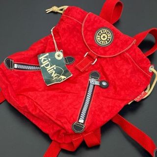 キプリング(kipling)のキプリング Kipling クリンクルナイロン リュック レッド  未使用品(リュック/バックパック)