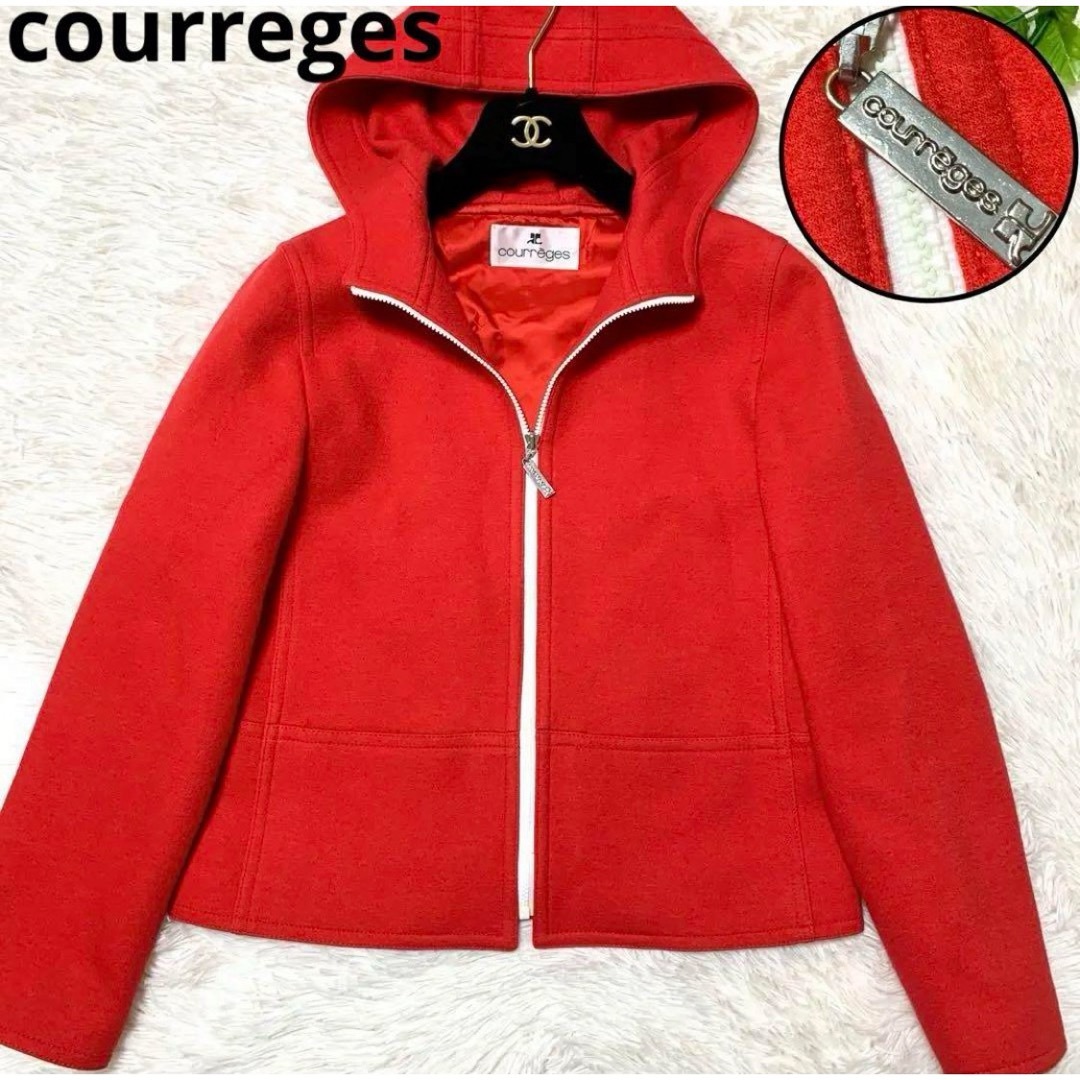 【極美品】courreges ジップアップ パーカー 厚手ウール 希少モデル