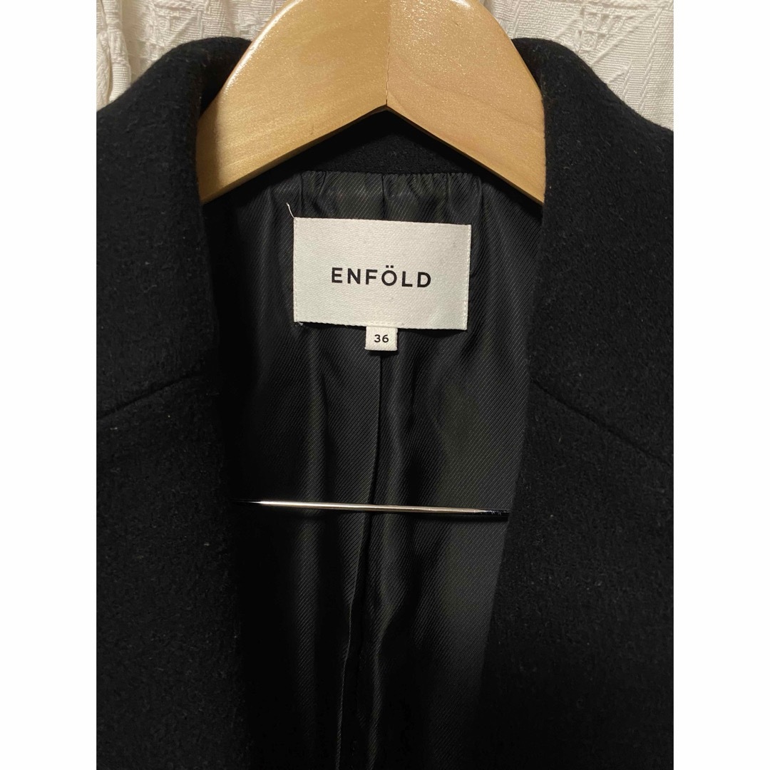 ENFOLD エンフォルド チェスターコート ロング丈 コクーン 黒 38 ENFOLD エンフォルド チェスターコート ロング丈 コクーン 黒 38