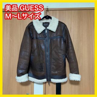 ゲス(GUESS)の値下げ 美品 GUESS ブラウンフライトジャケット ボア フェイクムートン(ブルゾン)