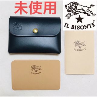 イルビゾンテ(IL BISONTE)のイルビゾンテ コインケース　ブラック 名刺入れ 小銭入れ レザー ゴールド金具(コインケース/小銭入れ)