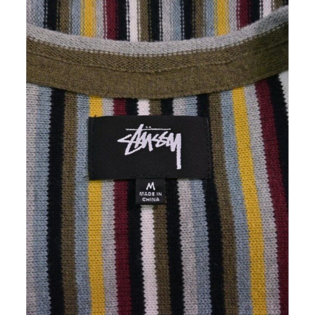 STUSSY(ステューシー)のSTUSSY ステューシー カーディガン M 水色x黄x黒等(ボーダー) 【古着】【中古】 メンズのトップス(カーディガン)の商品写真