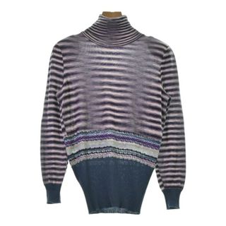 ミッソーニ(MISSONI)のMISSONI ニット・セーター 44(L位) 紫系xピンクx白(総柄) 【古着】【中古】(ニット/セーター)