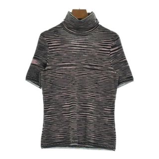 ミッソーニ(MISSONI)のMISSONI ミッソーニ ニット・セーター 46(XL位) ピンクx黒(総柄) 【古着】【中古】(ニット/セーター)