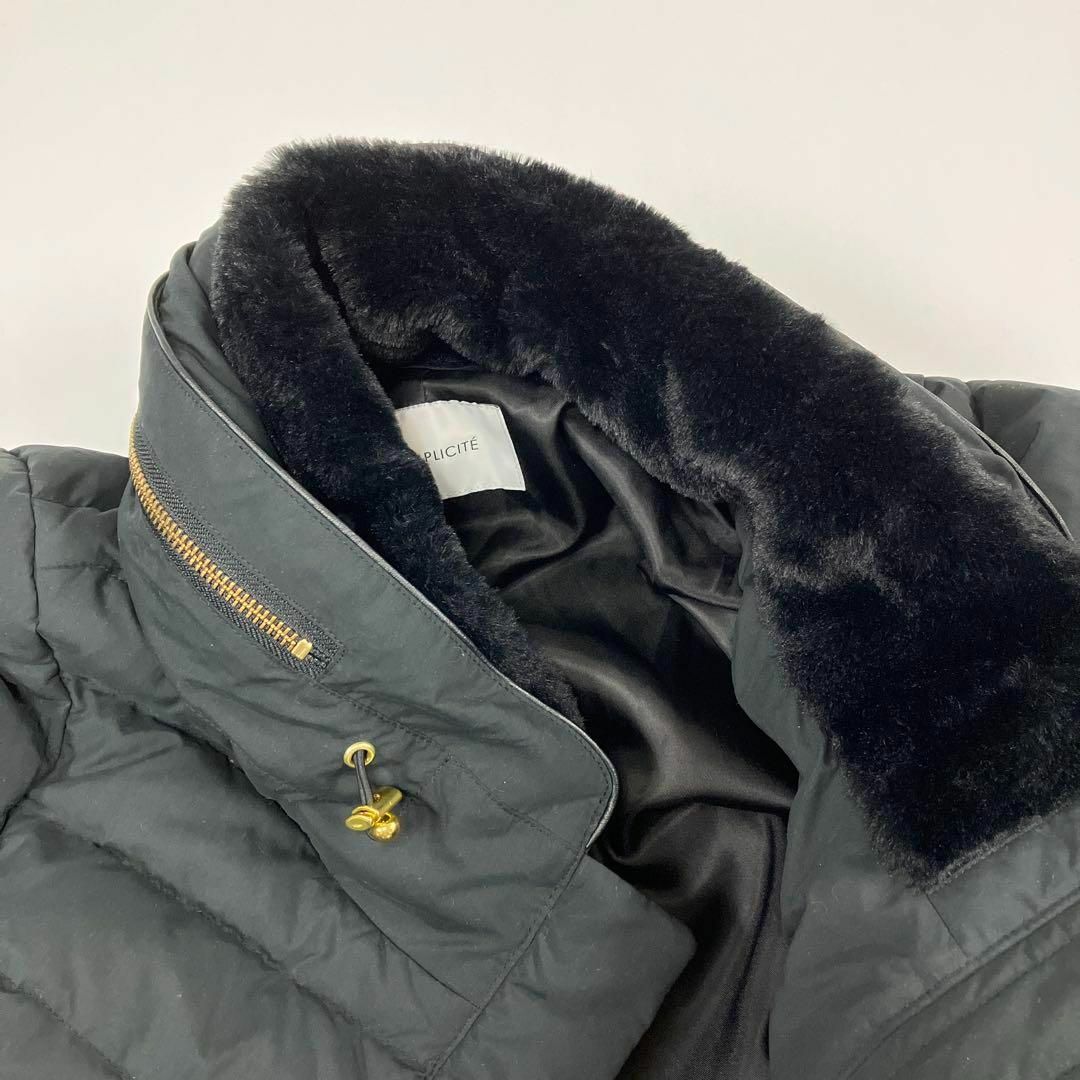 Simplicite(シンプリシテェ)のシンプリシテェ　ダウンコート　ロング　ファー　ゴールドジップ　ブラック レディースのジャケット/アウター(ダウンジャケット)の商品写真