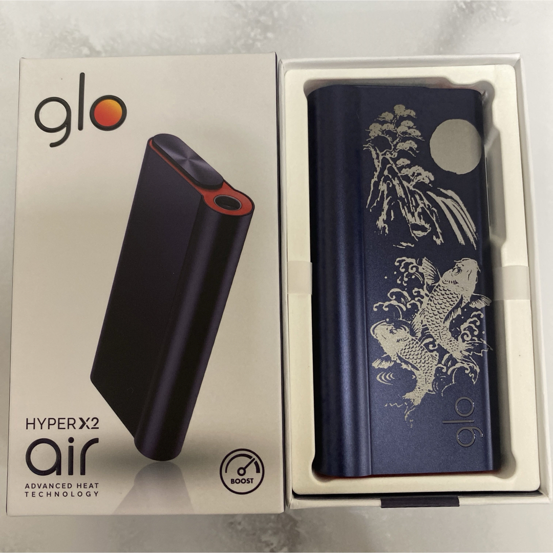 glo(グロー)の鯉 滝登り加工 glo hyper air グローハイパーエアー 本体 ネイビー メンズのファッション小物(タバコグッズ)の商品写真