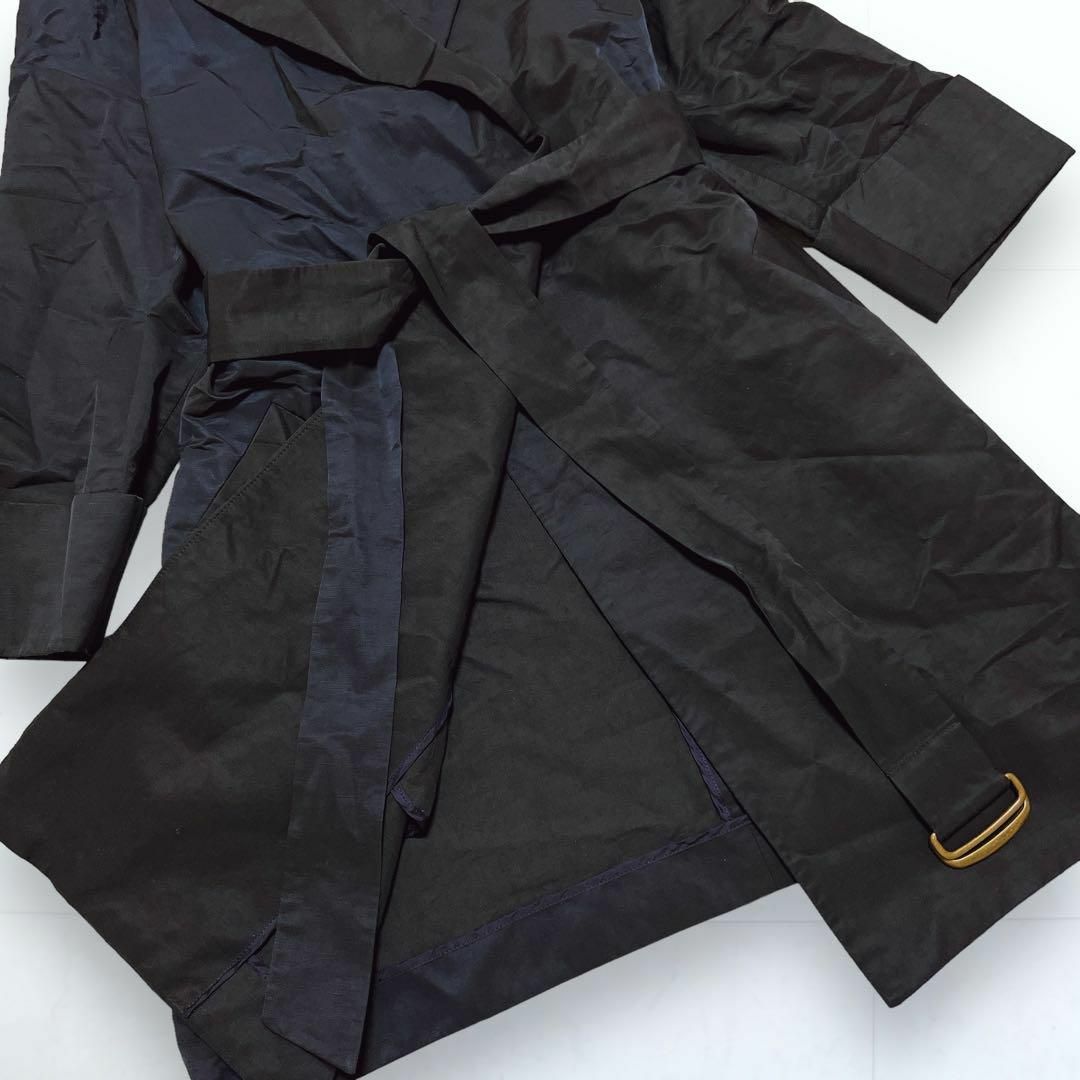 TOMORROWLAND(トゥモローランド)のトゥモローランドコレクション リネン混 ベルテッド スプリングコート 紺 38 レディースのジャケット/アウター(スプリングコート)の商品写真