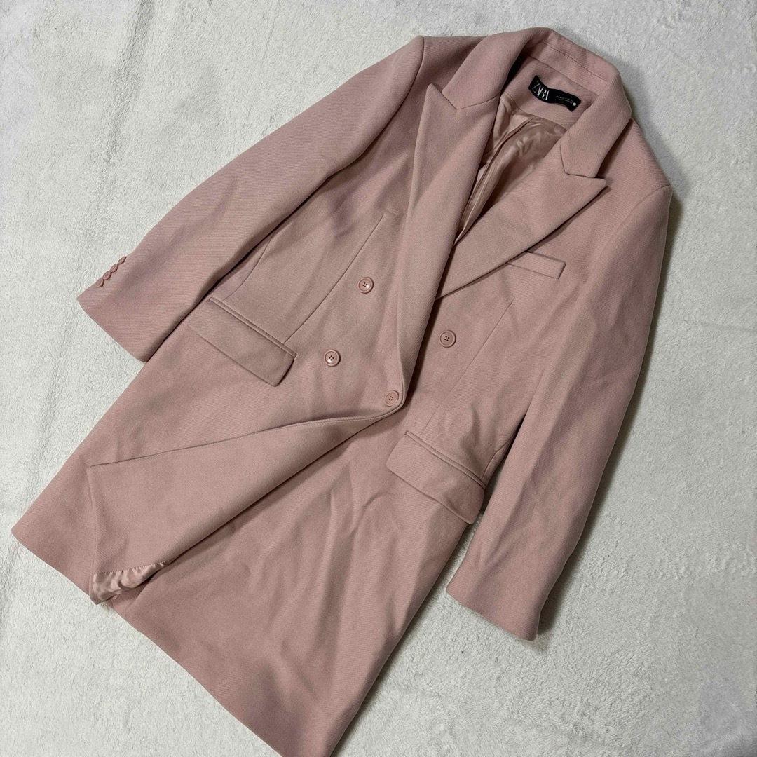 ZARA(ザラ)のZARA ザラ　レディース　ダブルブレスト チェスターコート ロングコート M レディースのジャケット/アウター(チェスターコート)の商品写真