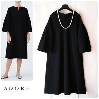 アドーア(ADORE)の◆幻◆希少新品　定価5.7万円 ADORE ブラックワンピース　入学式　冠婚葬祭(ひざ丈ワンピース)