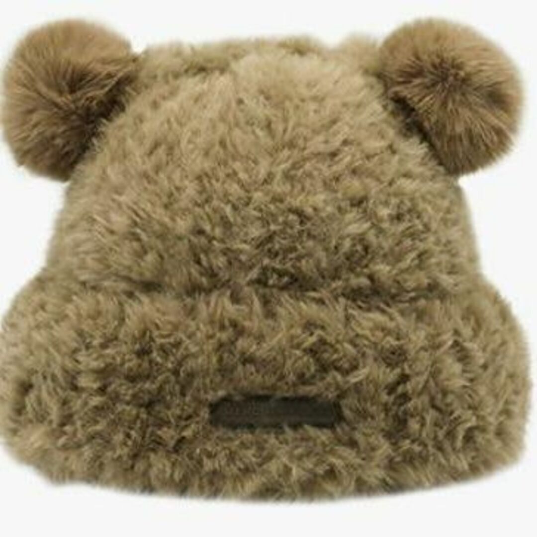 【今売れてます！】ニット帽　クマ　くま　帽子　韓国　可愛い　モコモコ レディースの帽子(ニット帽/ビーニー)の商品写真