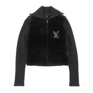 ルイヴィトン(LOUIS VUITTON)のルイヴィトン ミンク ラビット ファー 切替リブニット ブルゾン レディース ブラック ダークブラウン LOUIS VUITTON 【中古】 【アパレル・小物】(その他)