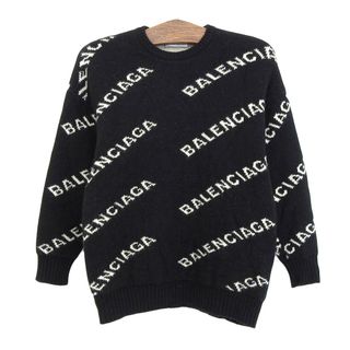 バレンシアガ(Balenciaga)のバレンシアガ ロゴ ジャカード クルーネック セーター 555273 レディース ブラック BALENCIAGA 【中古】 【アパレル・小物】(ニット/セーター)