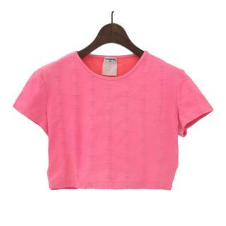 シャネル(CHANEL)のシャネル ココマーク クロップド Tシャツ レディース ピンク CHANEL 【中古】 【アパレル・小物】(Tシャツ(半袖/袖なし))