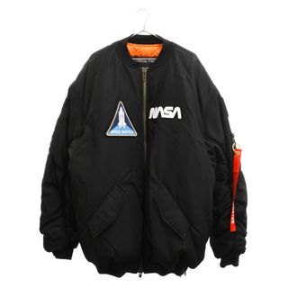 バレンシアガ(Balenciaga)のBALENCIAGA バレンシアガ 21AW×NASA Space Bomber Jacket×ナサ ロゴワッペン スペース ボンバージャケット ブラック 663083 TYD31(フライトジャケット)