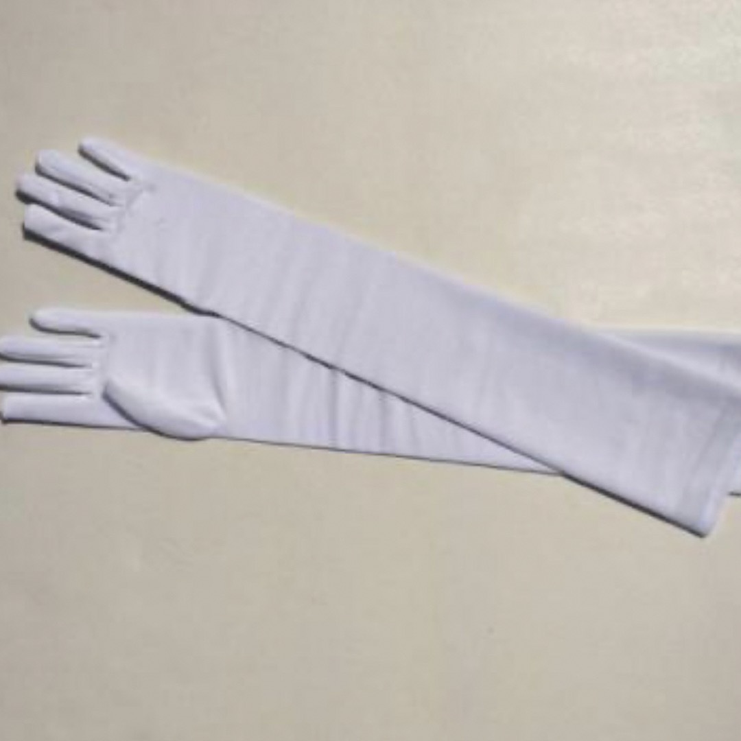 白　サテン　ロング手袋　45cm レディースのファッション小物(手袋)の商品写真