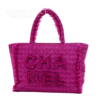 シャネル(CHANEL)のシャネル ロゴ ジップ ショッピング トートバッグ ツイード パープル AS09(トートバッグ)