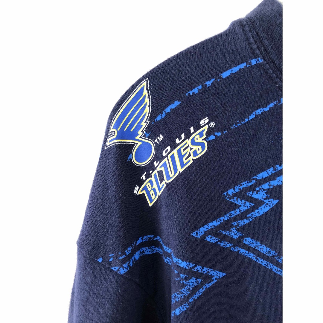 Reebok(リーボック)のNHL　セントルイス・ブルース　長袖Ｔシャツ　Ｌ　紺✕グレー　USA古着 メンズのトップス(Tシャツ/カットソー(七分/長袖))の商品写真
